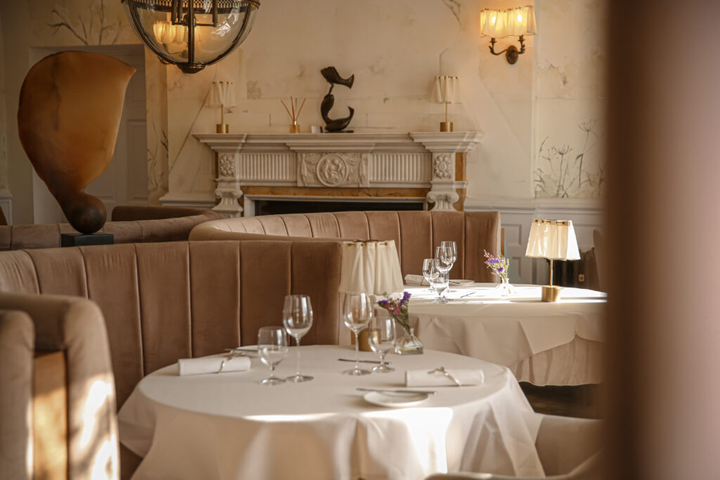 Dining table and menus at Lympstone Manor