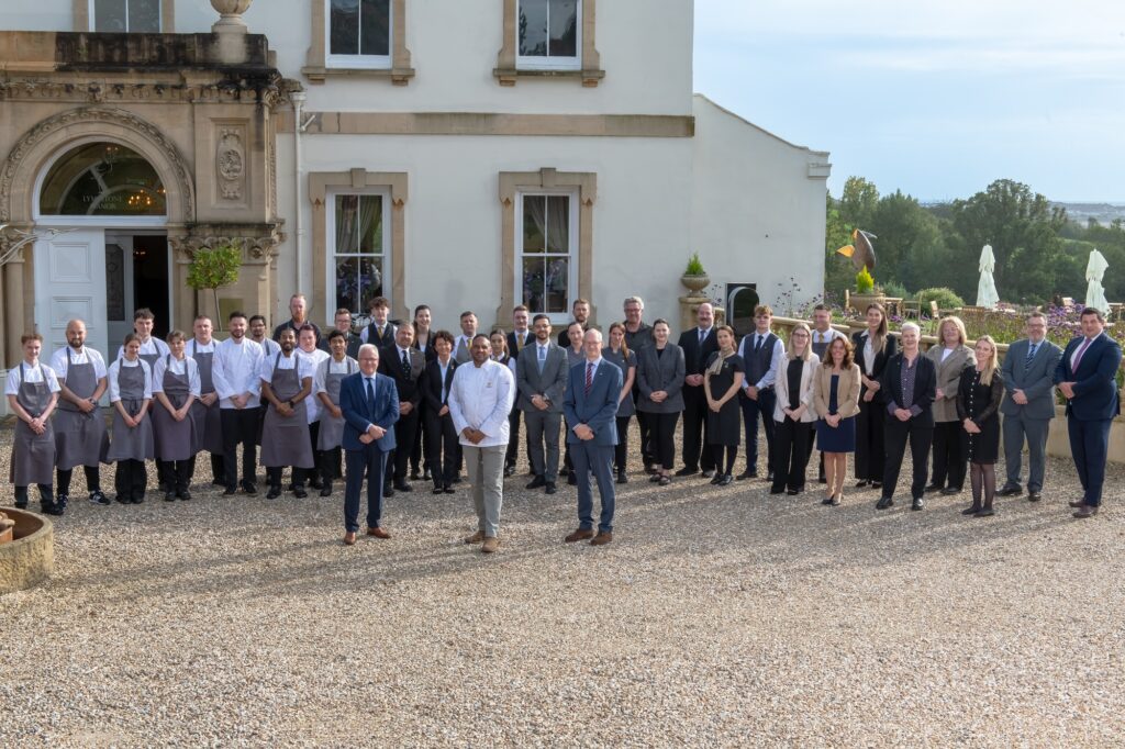 Lympstone Manor Full Staff Team in front of the Manor House