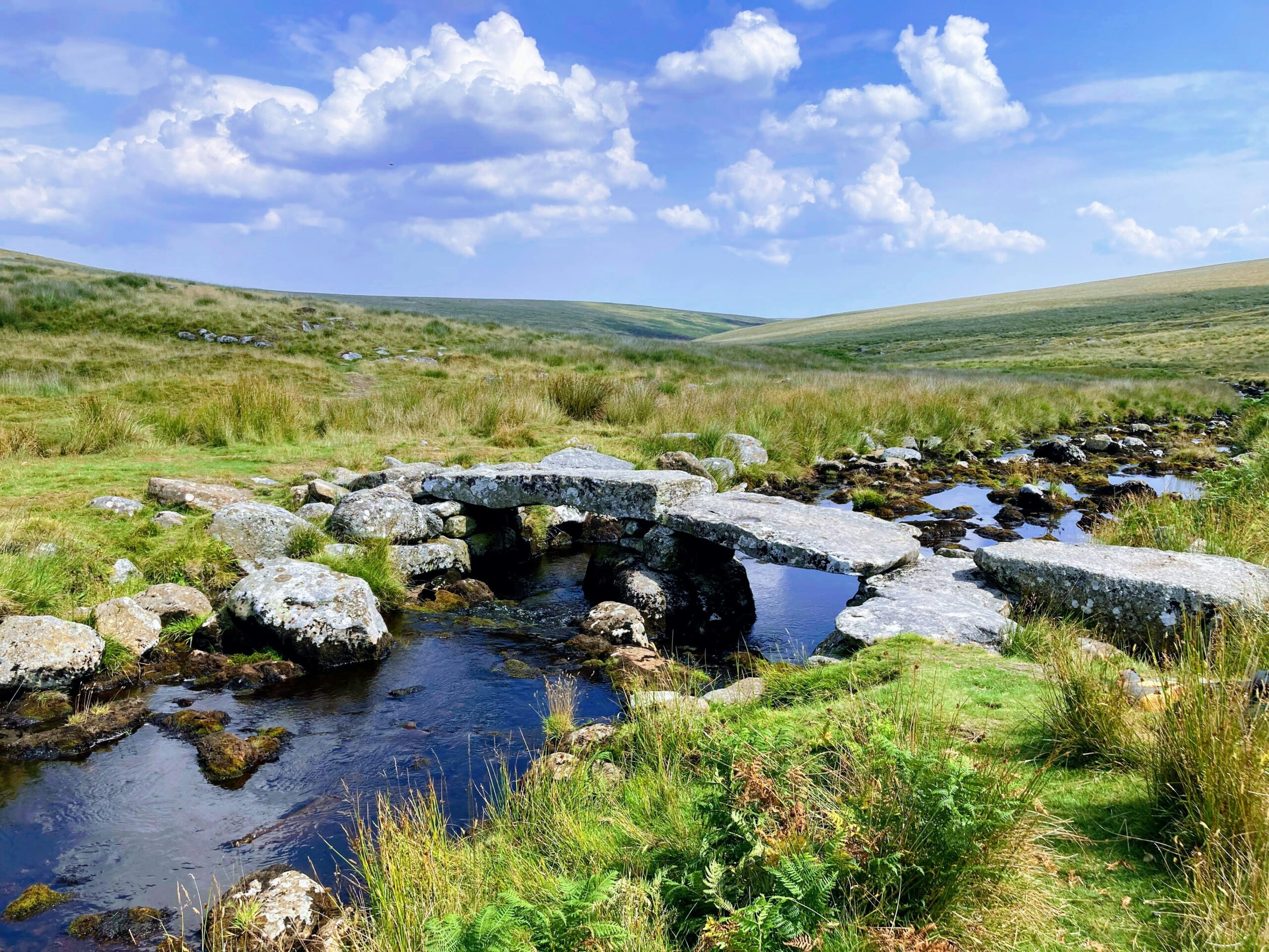 Rock bridge across a stream on Dartmoor, Devon