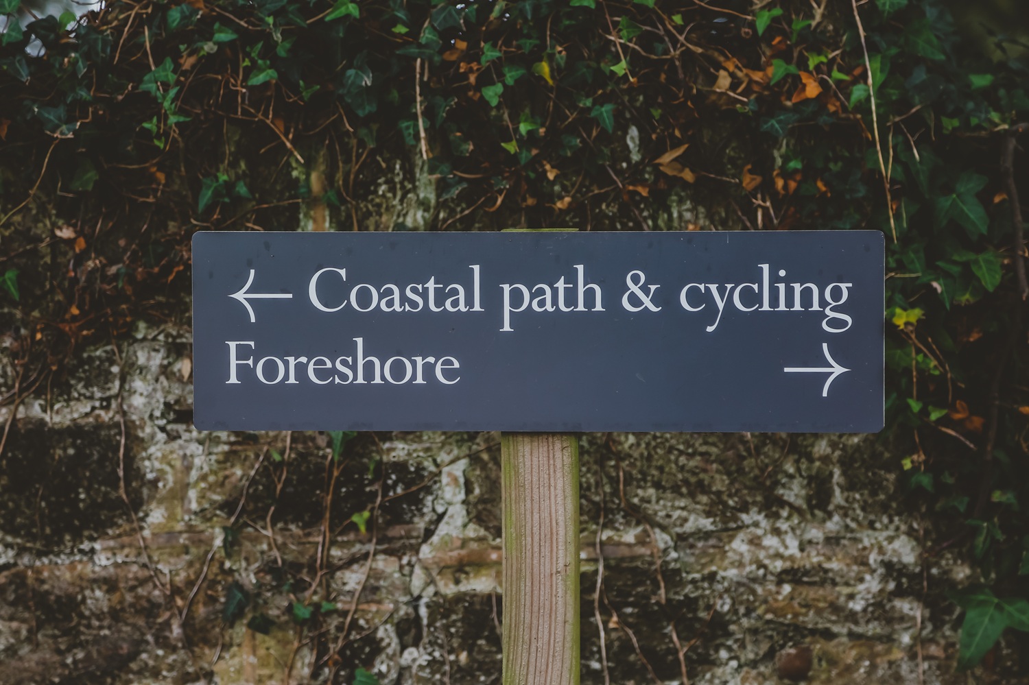 Coastal path and cycling signage on the Lympstone Manor estate