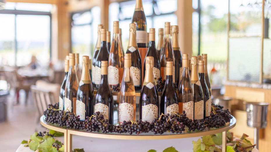 Lympstone Manor Estate wines on display at the harvest festival