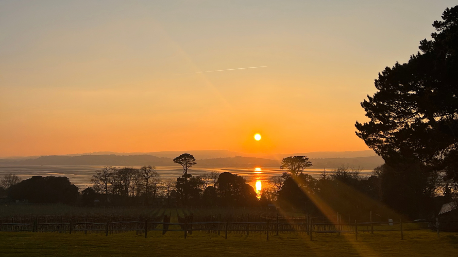 Sunset over the Exe Estuary as viewed from Lympstone Manor